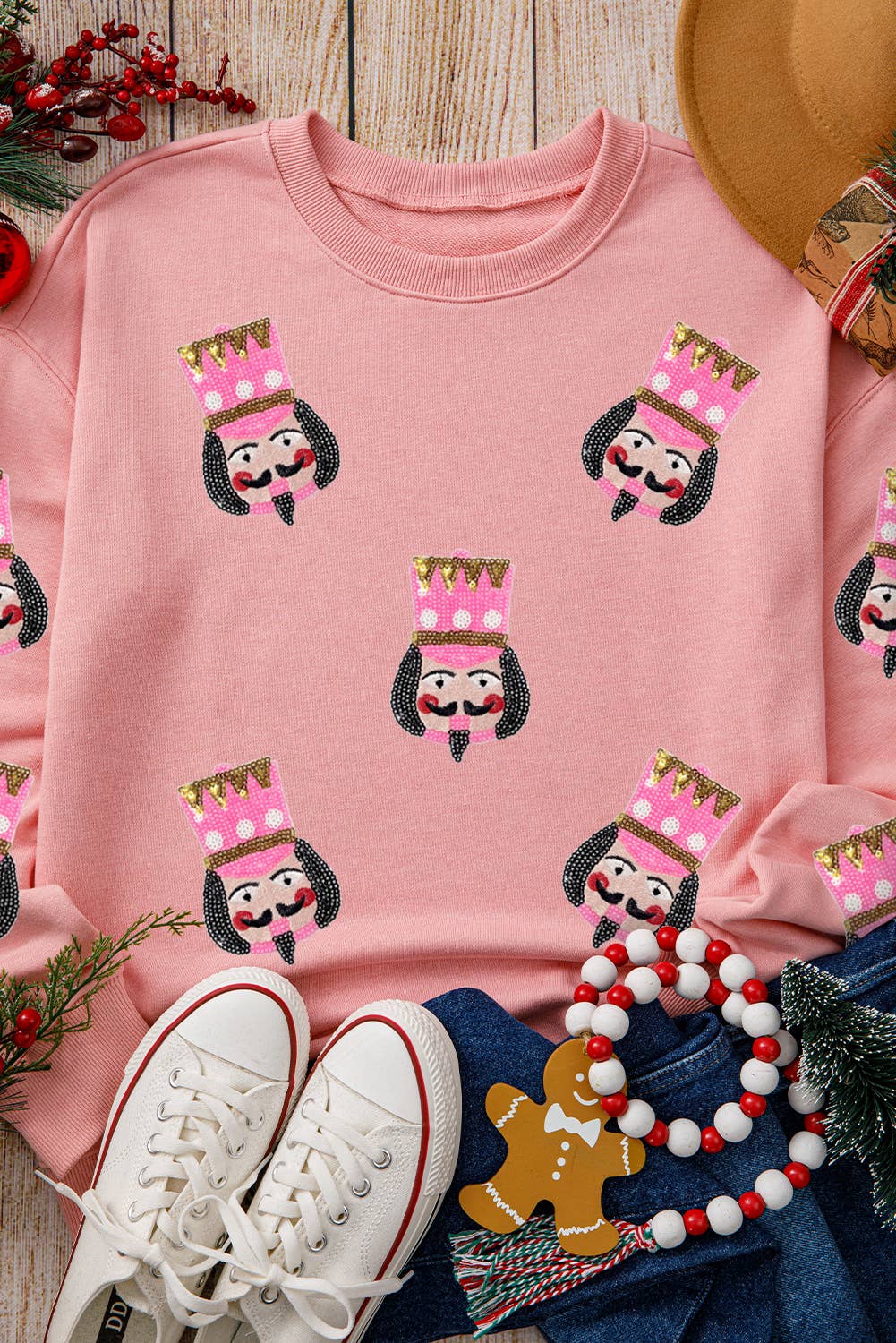 Sequin Nutcracker Christmas Graphic Sweatshirt