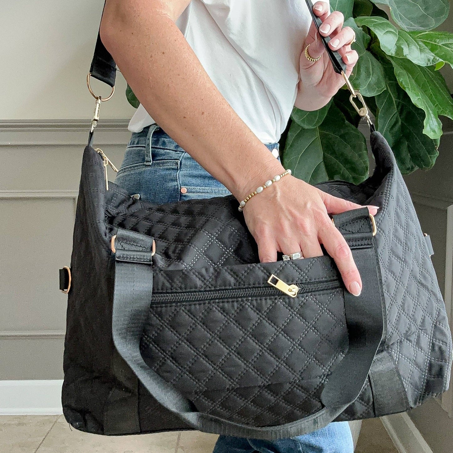 Quilted Overnight Duffle with Trolly Sleeve