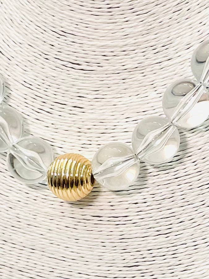 CHIC - Acrylic Big Ball Necklace (clear/gold) BNK904