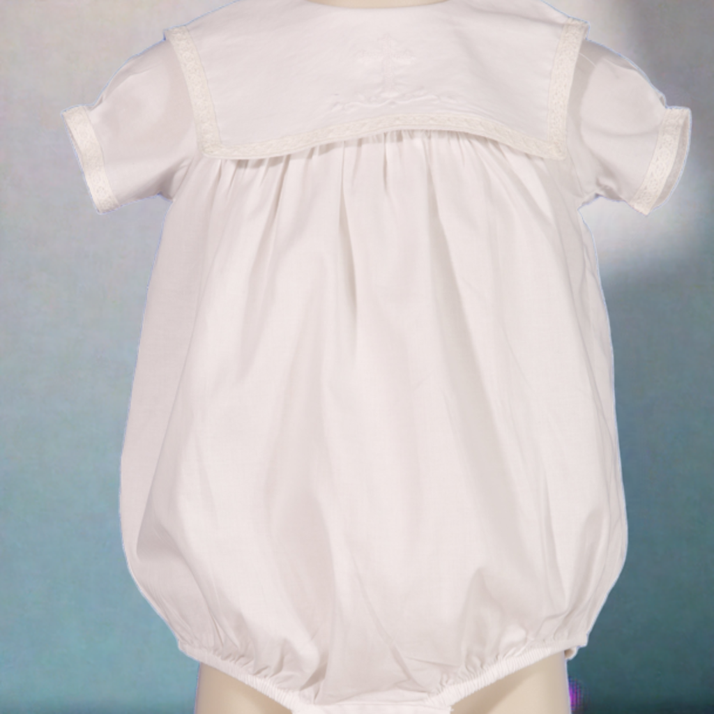 Cross Embroidered White Bubble