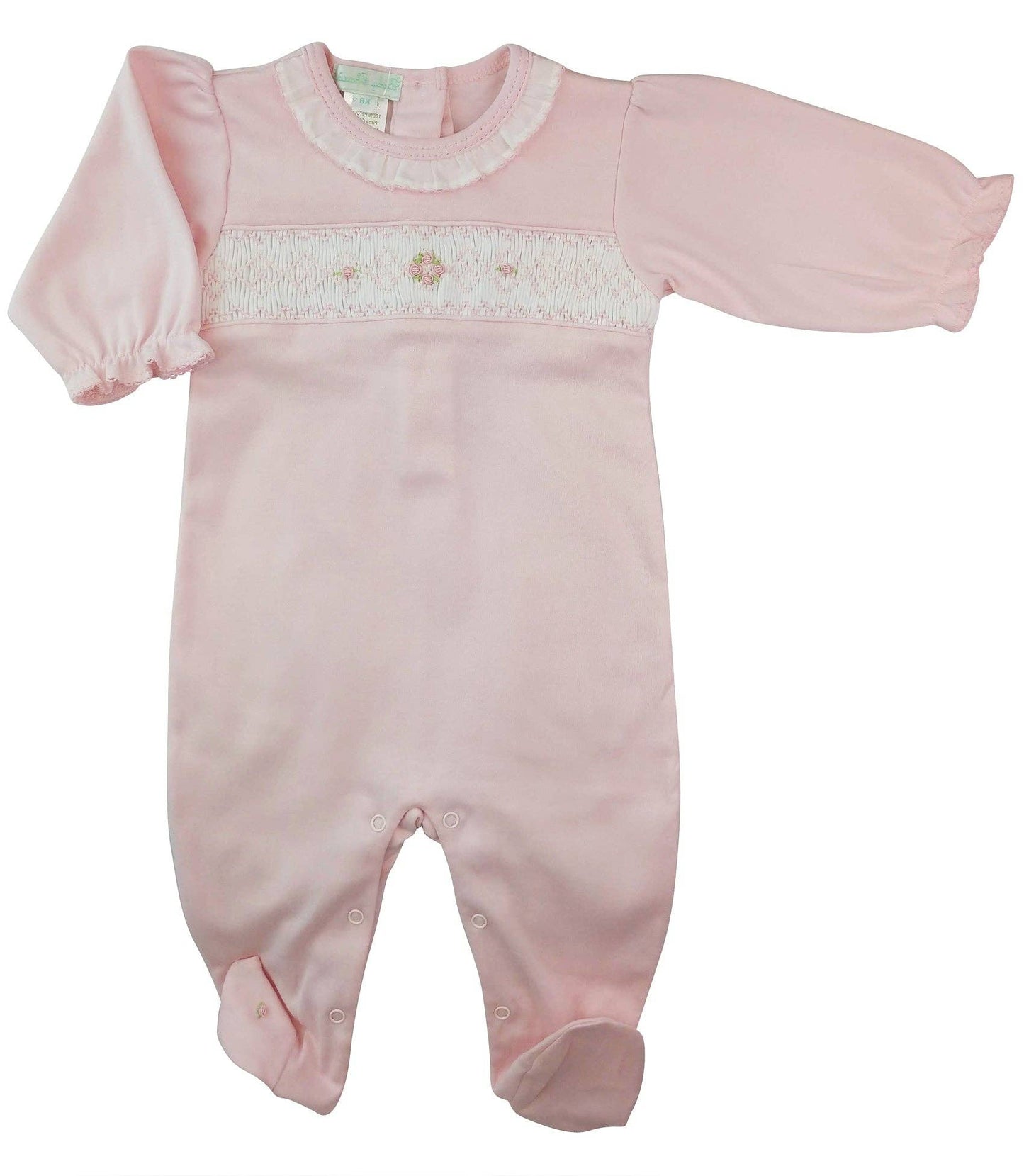 Baby Girl's Pink Smocked Flower Footie