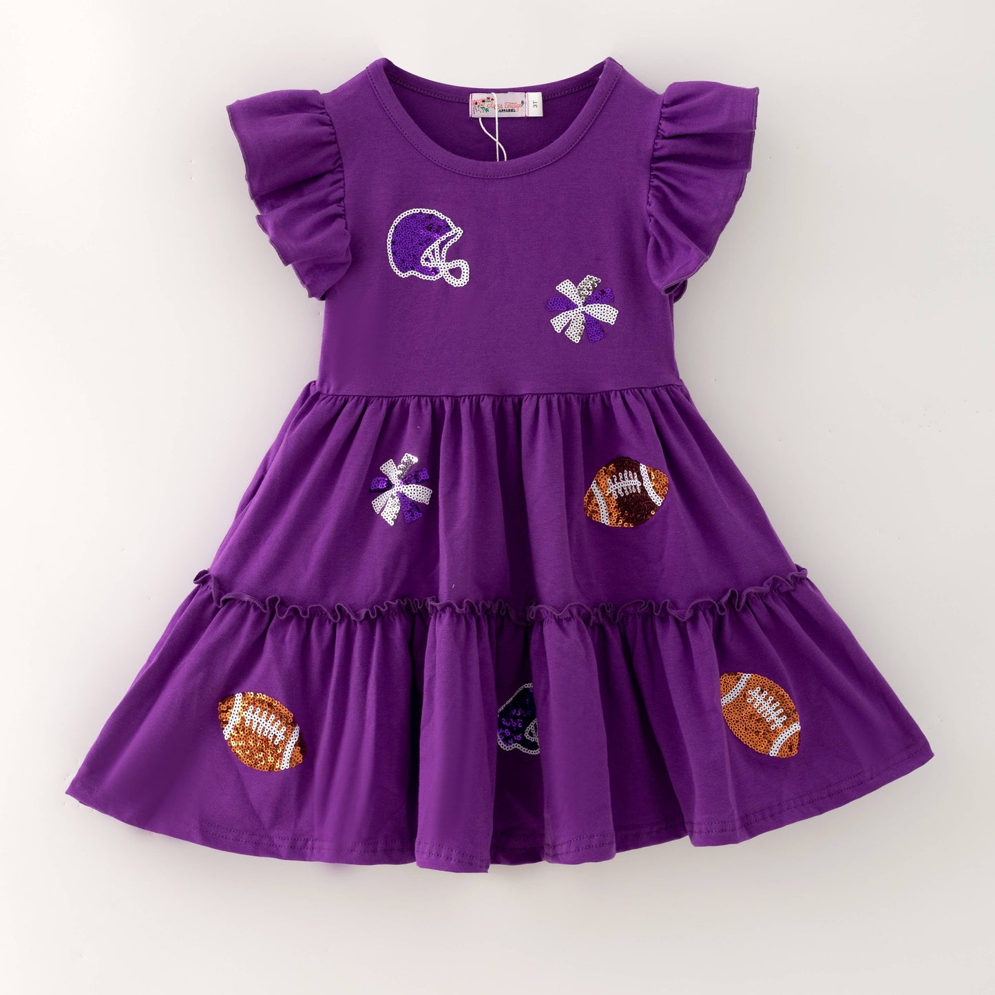 Purple Football Sequin Girls Dress