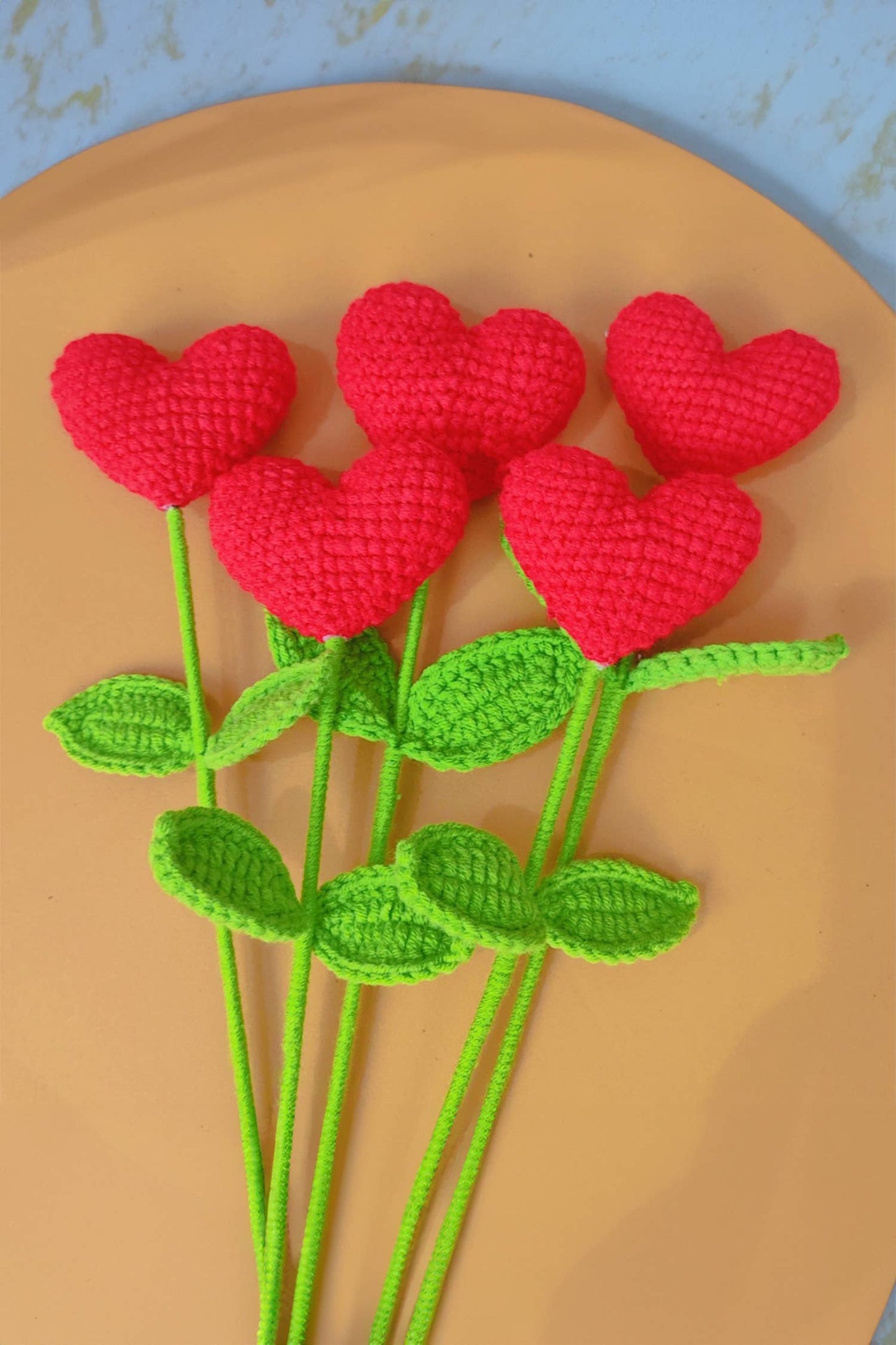 Knitted Valentines Heart Flower