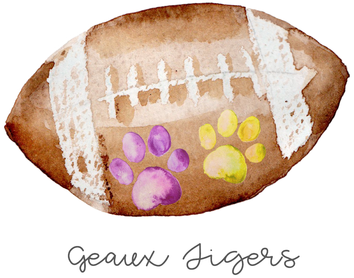 Geaux Tigers Football Watercolor T-Shirt