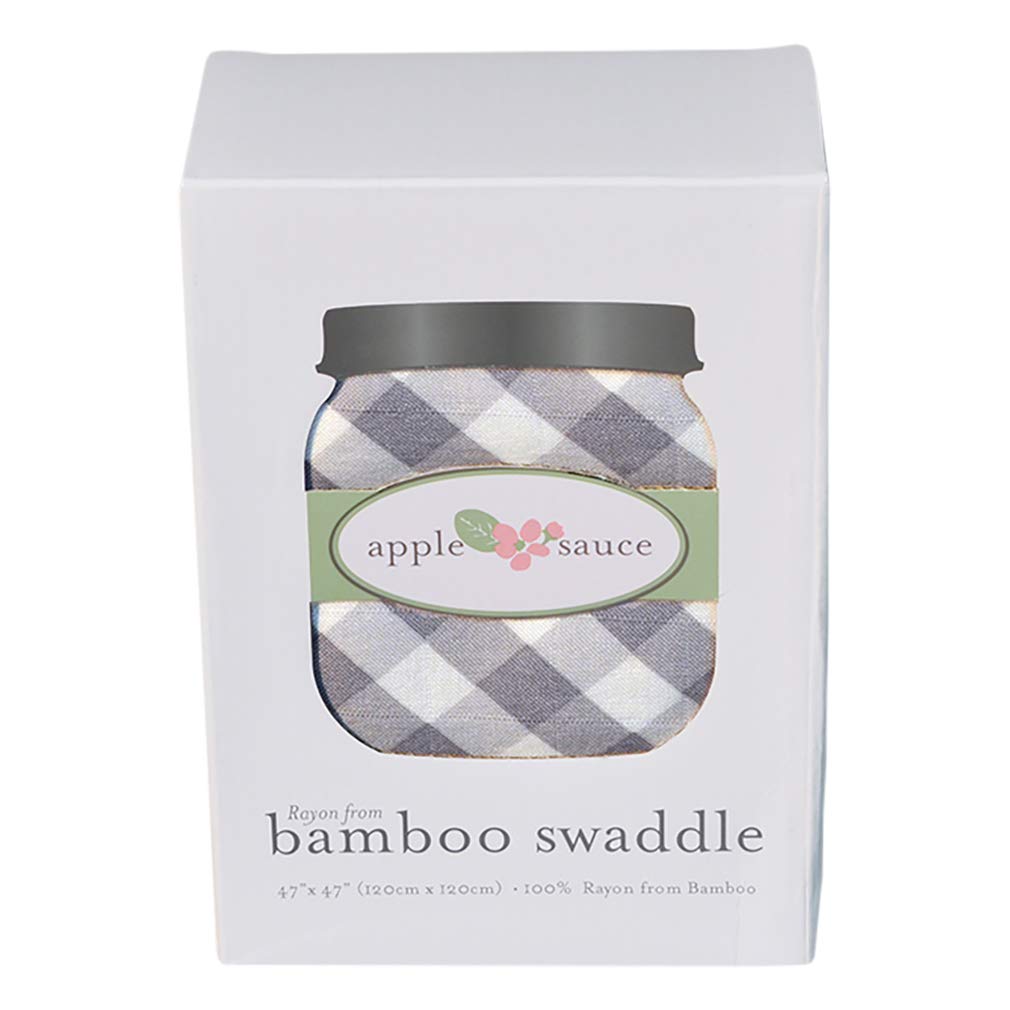 Grey Gingham Bamboo Swaddle Blanket