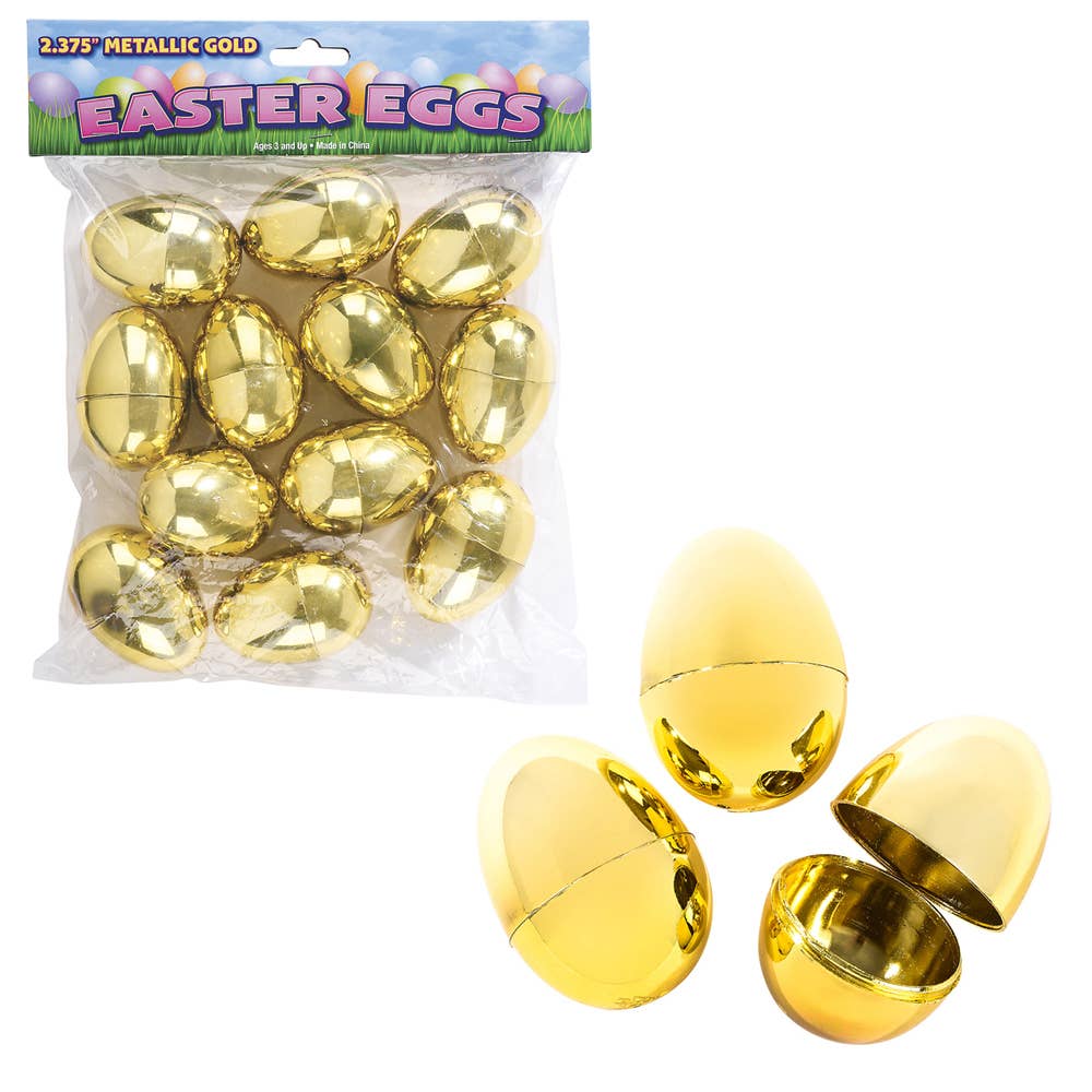 (T) 2.375" METALLIC GOLD EASTER EGGS