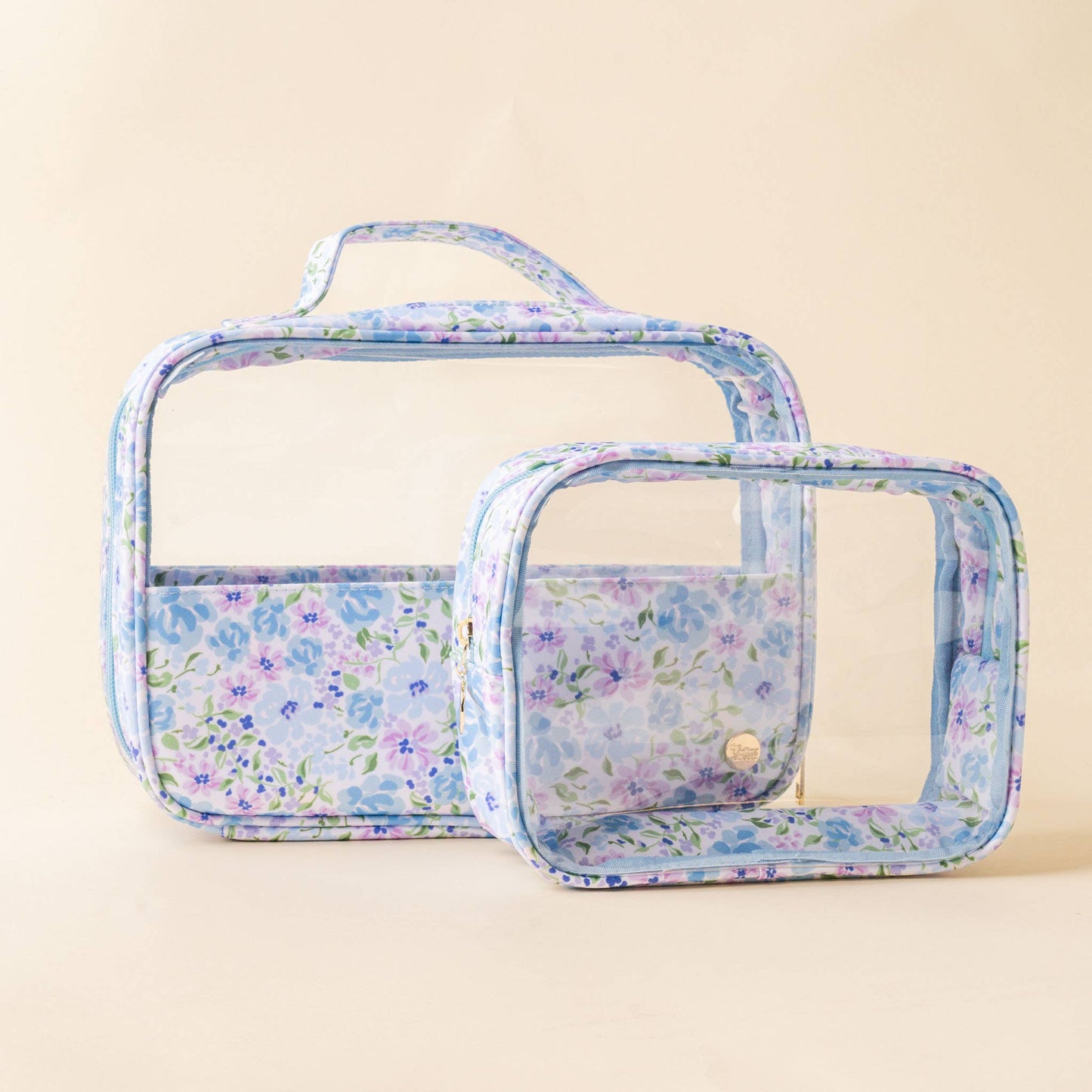 Clearly Chic Cosmetic Bag Set - Secret Garden Blue