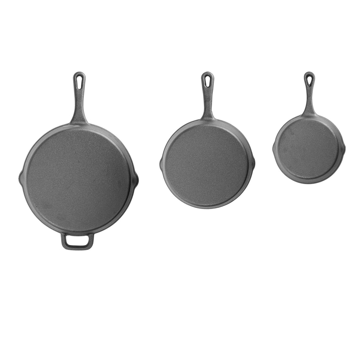 3 Piece Pre Seasoned Cast Iron Frying Pan Set- 6, 8, 10 Inch