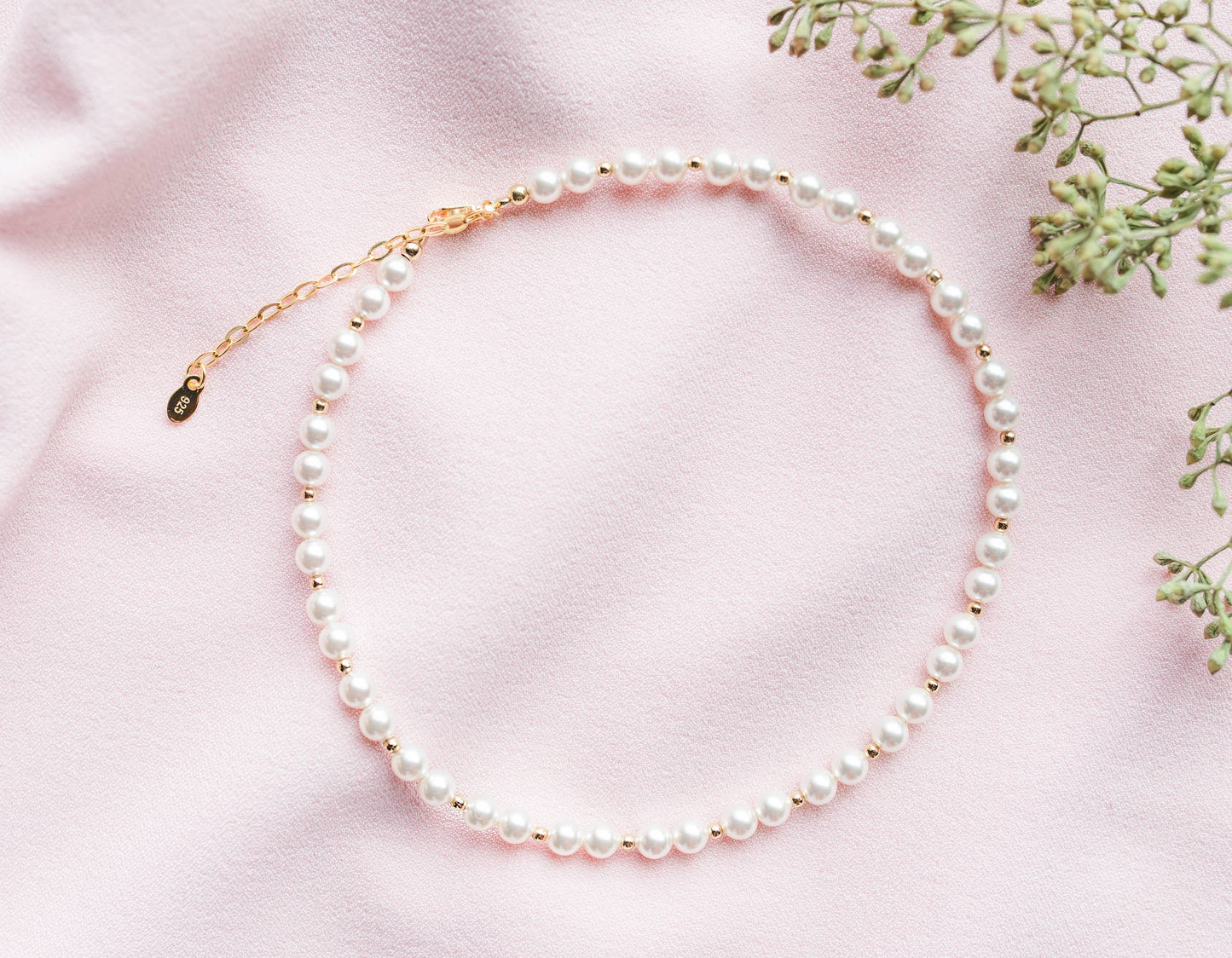 Girls 14K Gold-Plated Pearl Necklace Baptism/Communion Gift