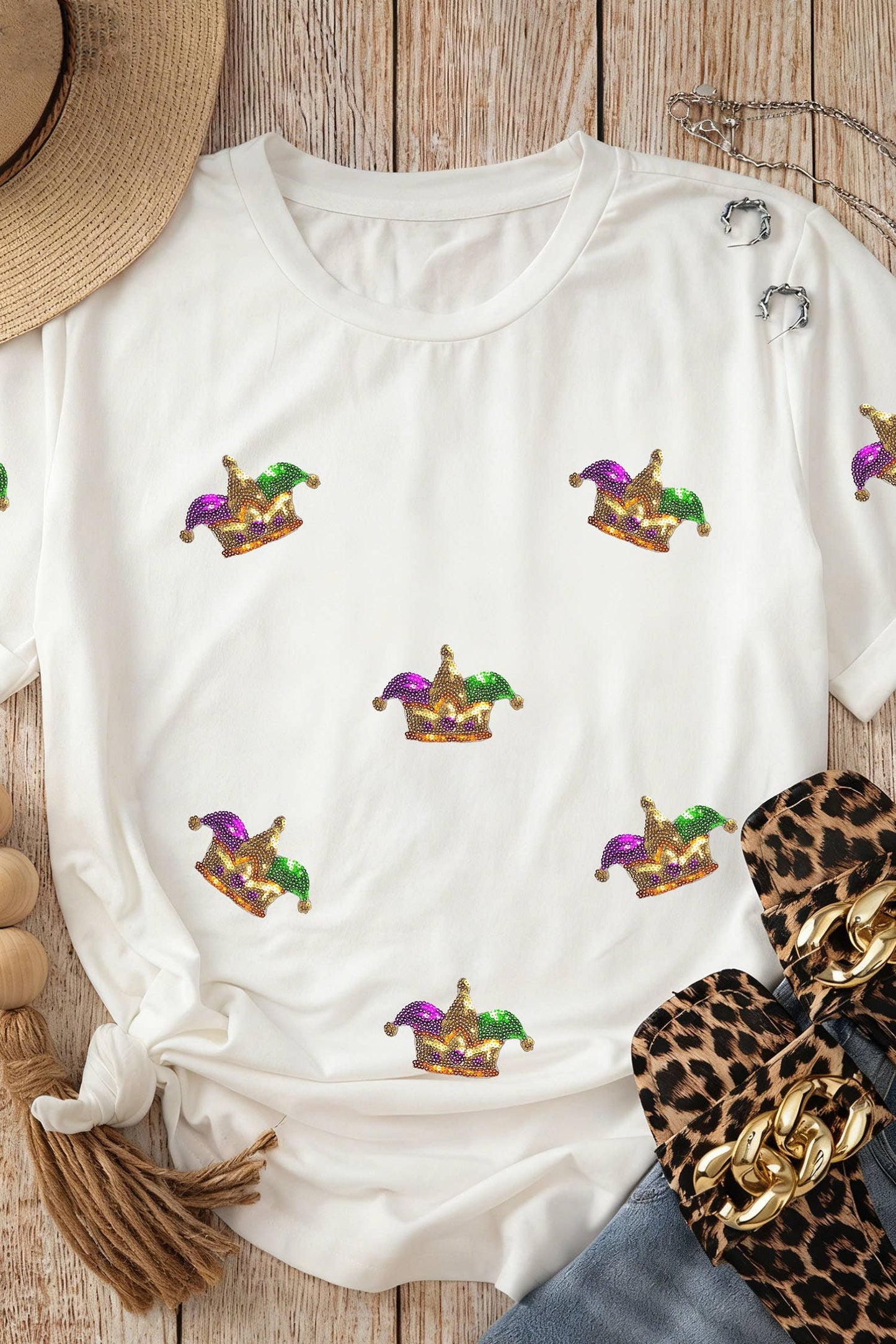 Sequin Mardi Gras Short Sleeve Tee