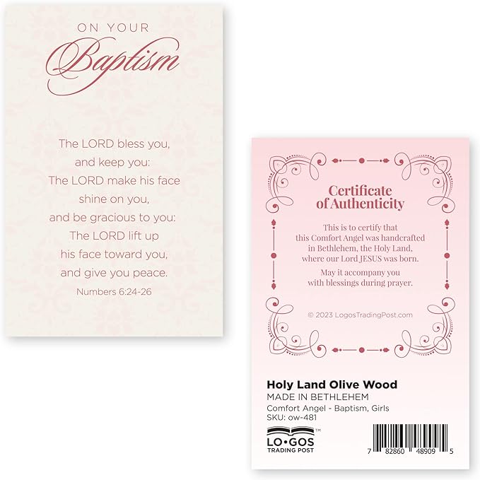 Olive Wood Pocket Angel - Baptism