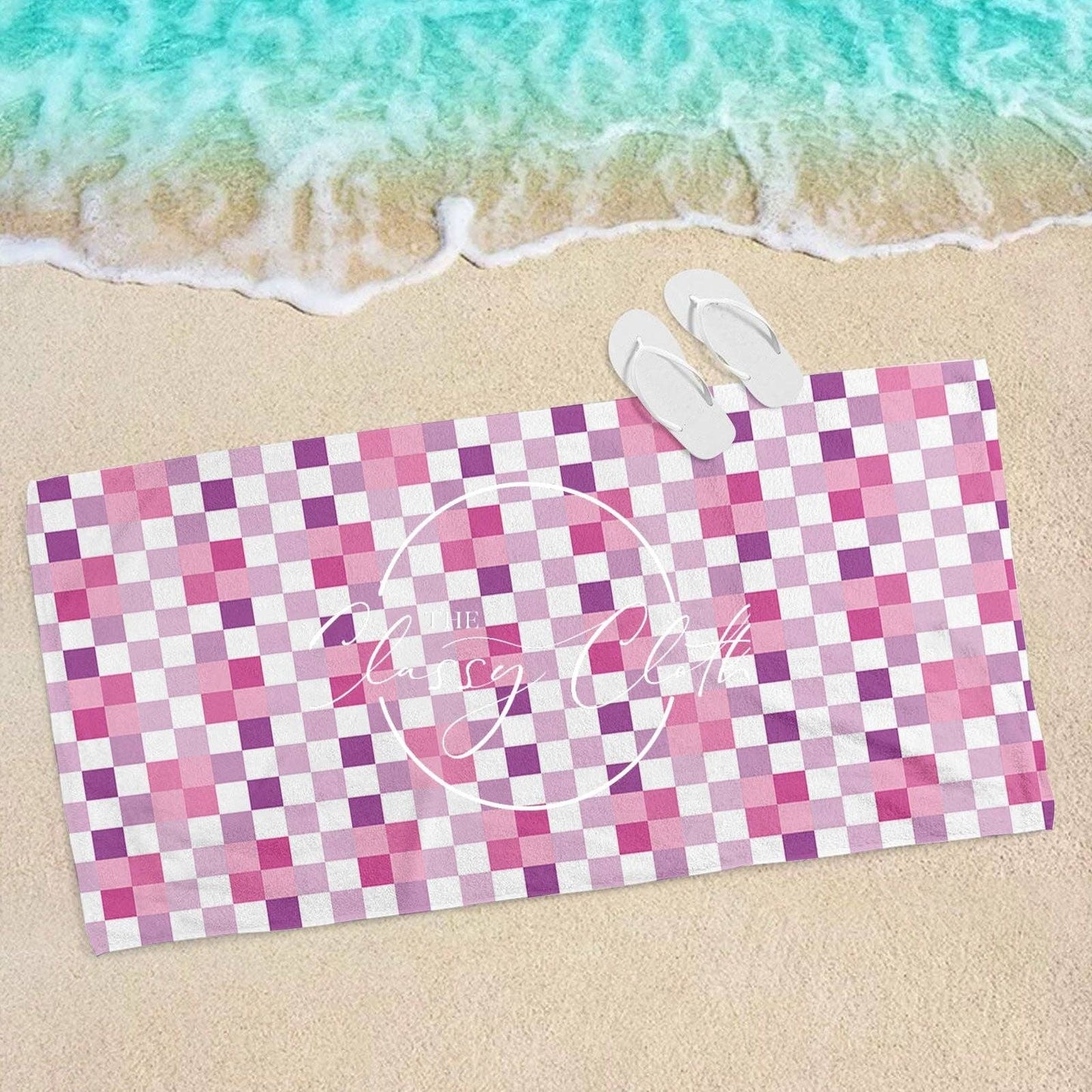 Beach Towel- Pink Checkered