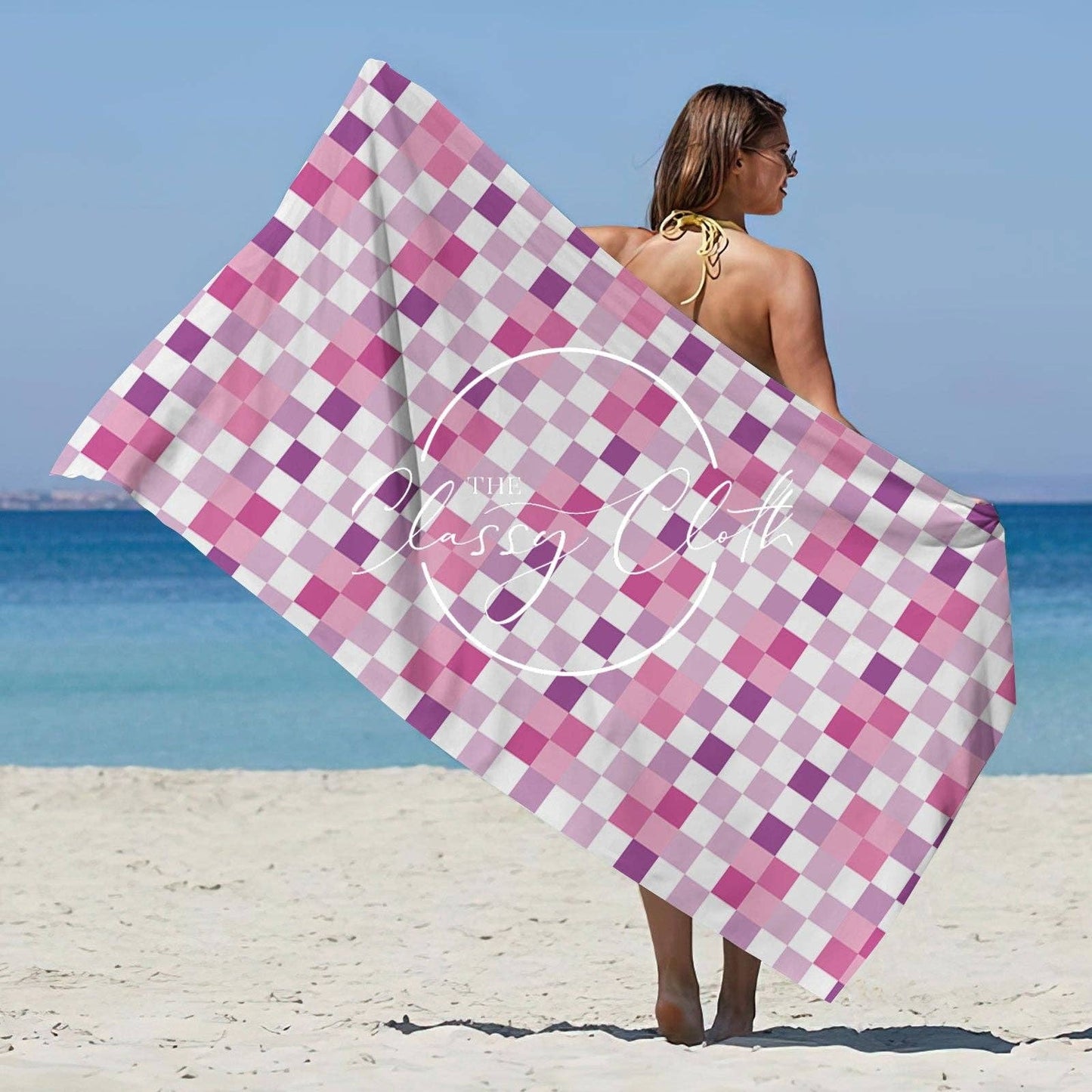 Beach Towel- Pink Checkered