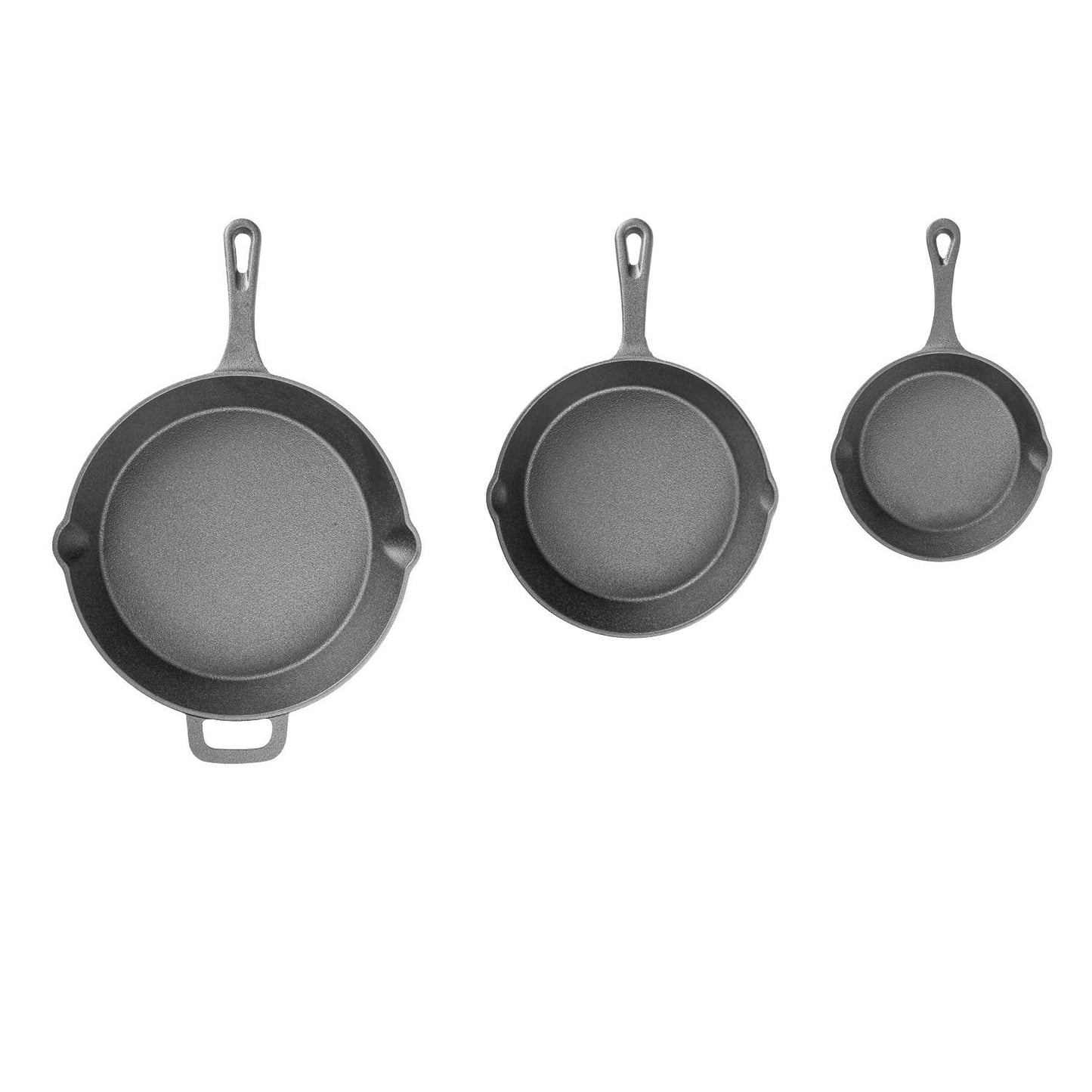 3 Piece Pre Seasoned Cast Iron Frying Pan Set- 6, 8, 10 Inch