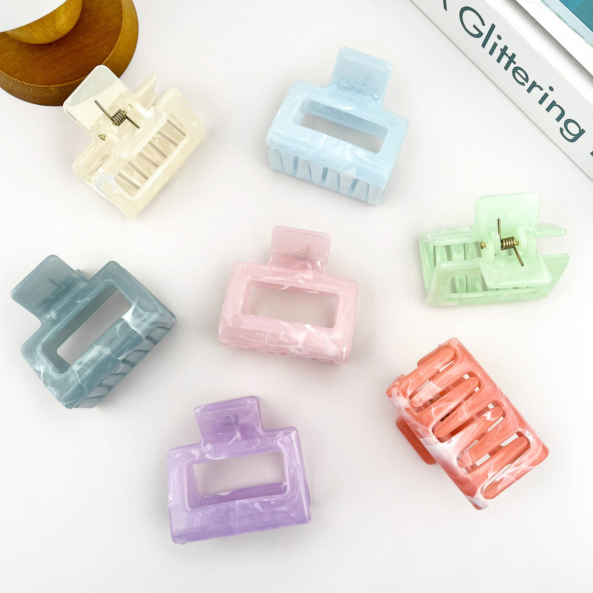 Marble Pattern Square Clip, Classic Hair Clip