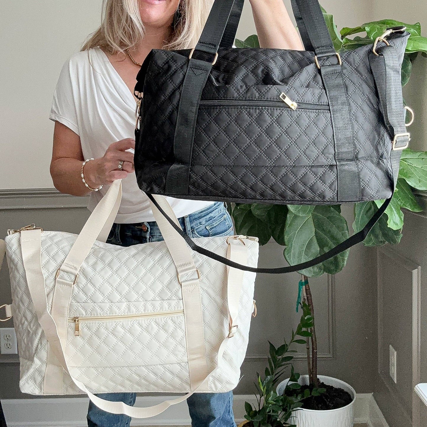 Quilted Overnight Duffle with Trolly Sleeve