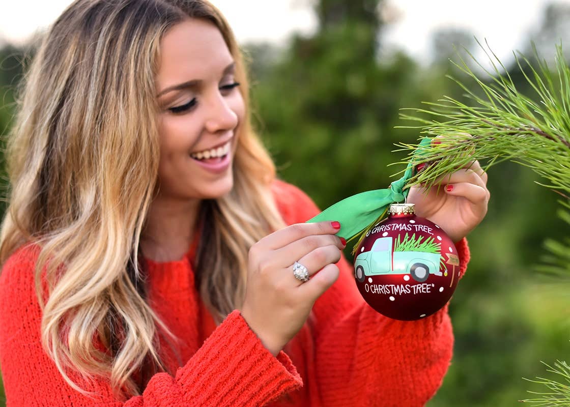 O Christmas Tree Farm Glass Ornament