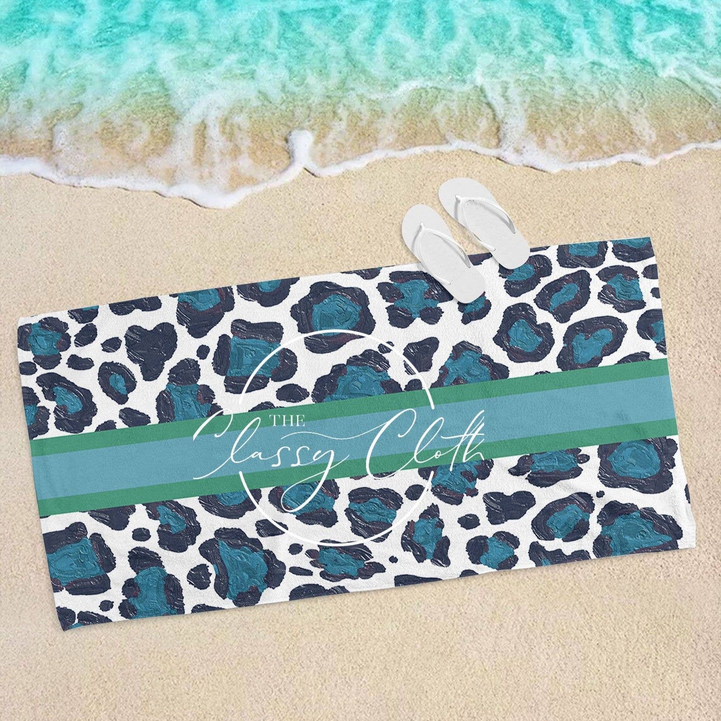 Beach Towel- Teal Leopard