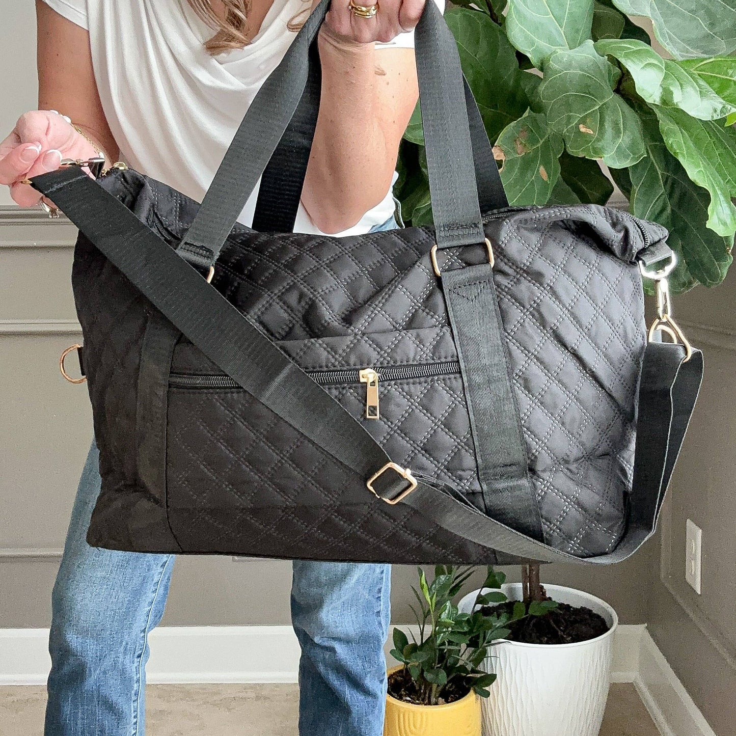 Quilted Overnight Duffle with Trolly Sleeve