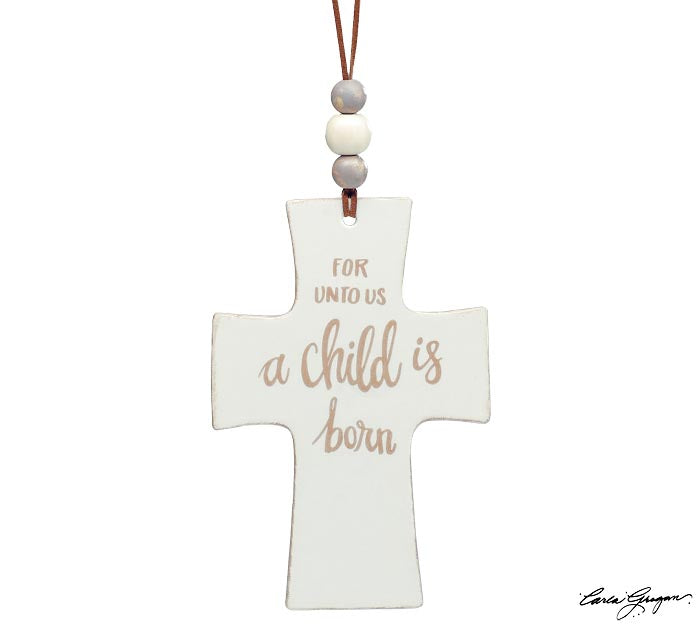 Raised Cross Ornament with Saying