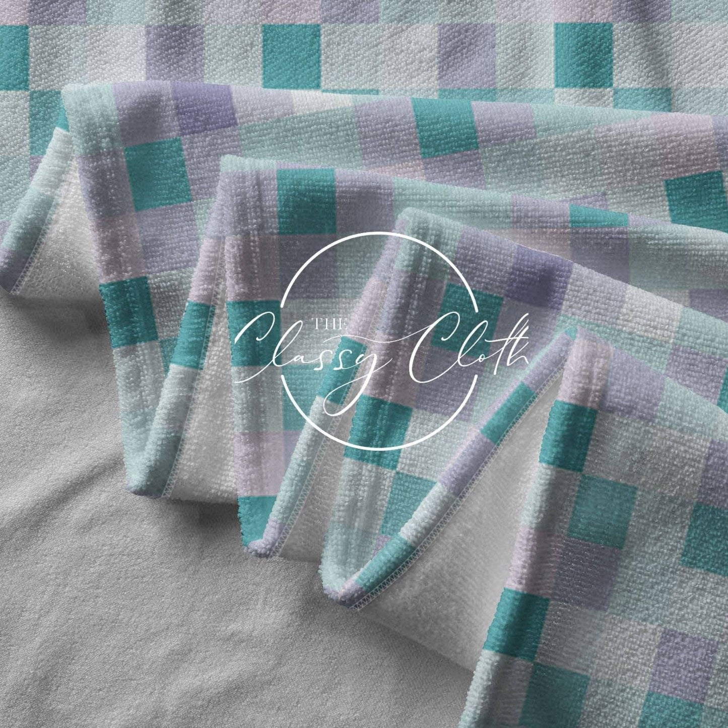Beach Towel- Aqua Checkered