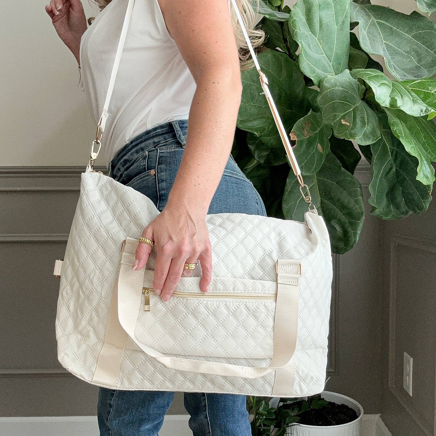 Quilted Overnight Duffle with Trolly Sleeve