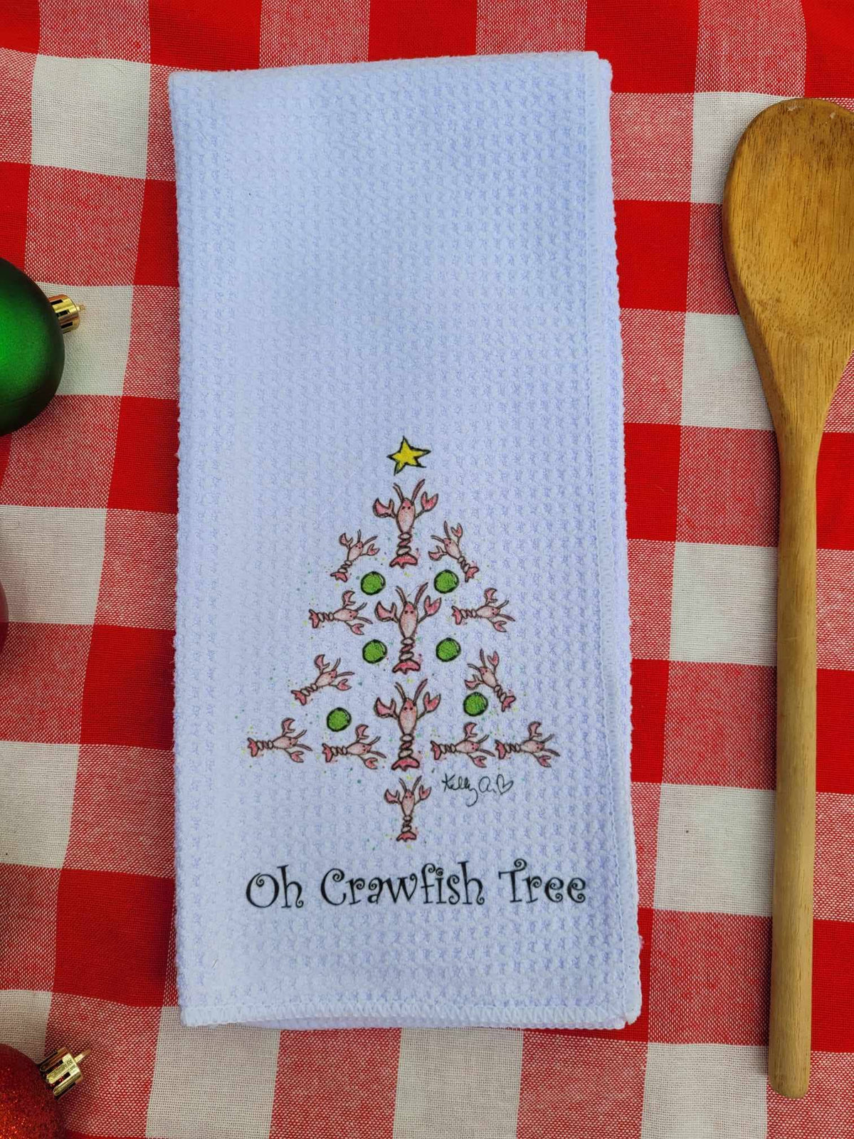 Christmas Tea Towel Oh Crawfish Tree