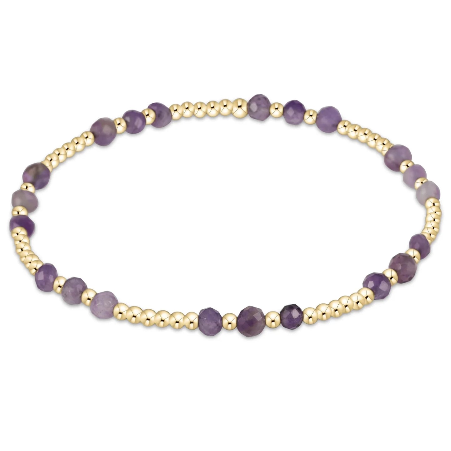 E Newton Gemstone Gold Joy Pattern 3mm Bead Bracelet - Amethyst