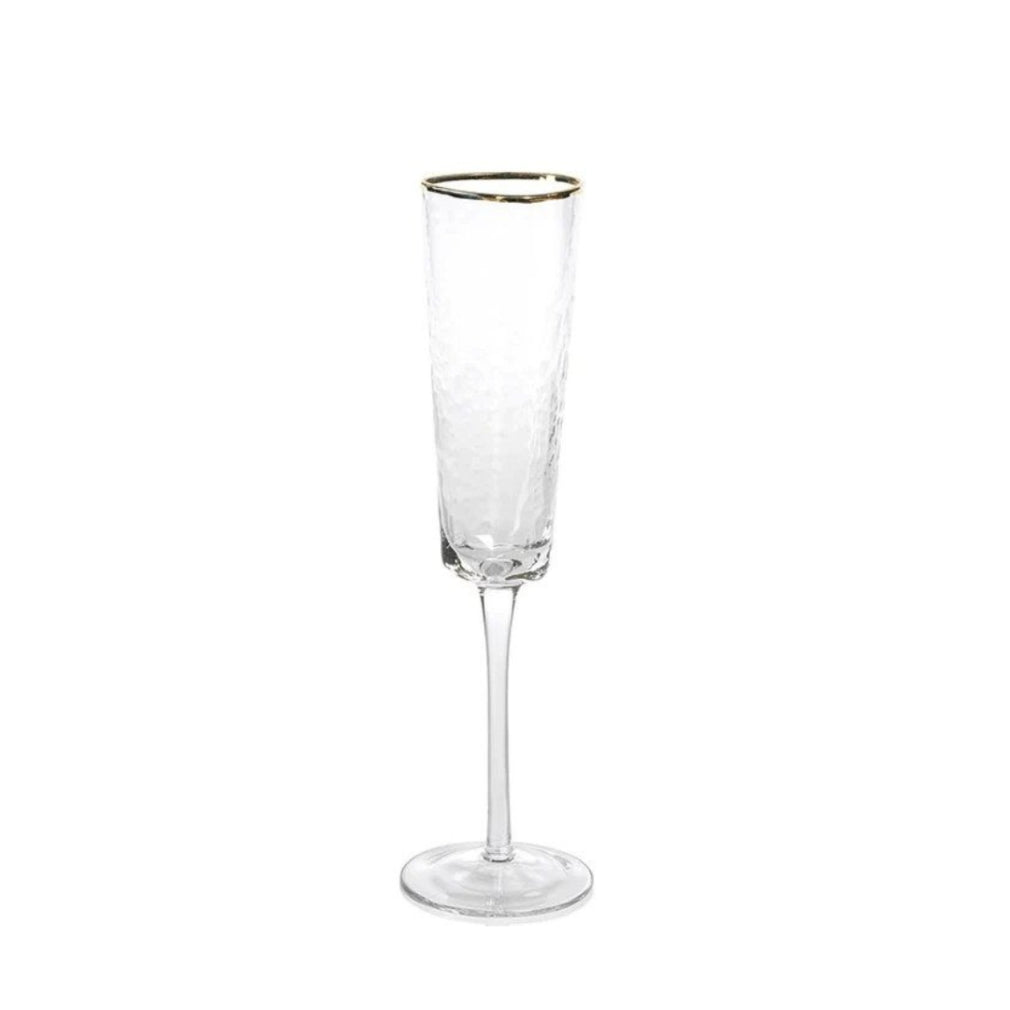 Triangular Champagne Flute w/Gold Rim