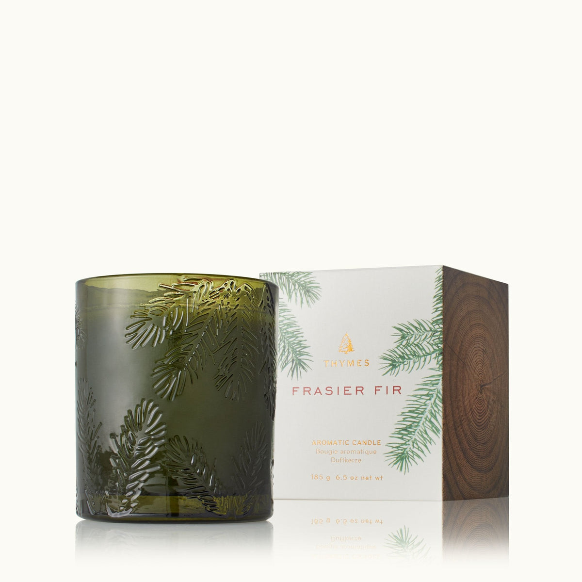 Frasier Fir poured candle, molded green glass
