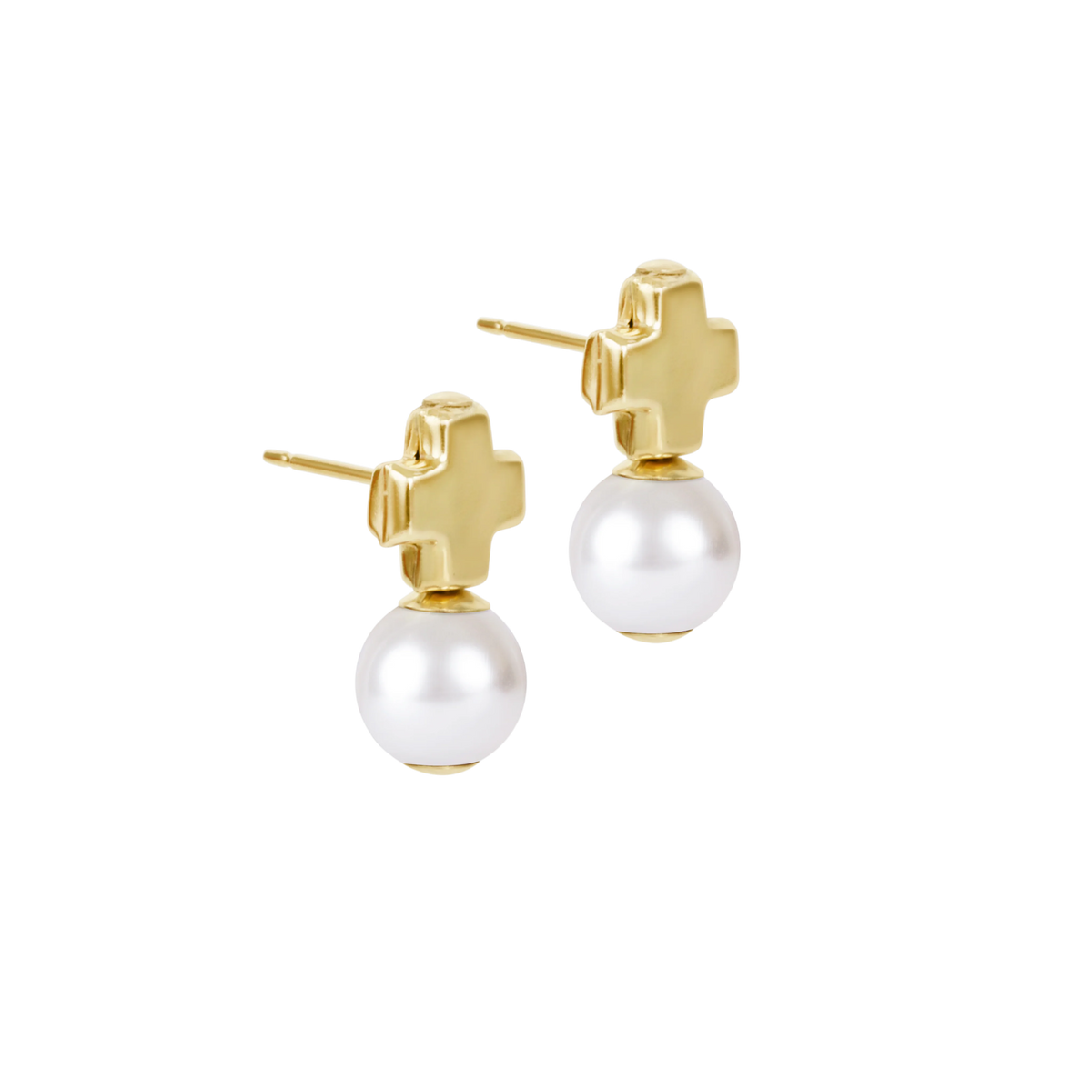 Enewton Signature Cross Small Gold and Pearl