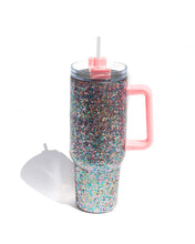 Load image into Gallery viewer, glitter party stainless steel insulated oversized sipper tumbler with straw
