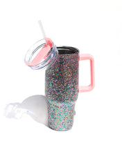 Load image into Gallery viewer, glitter party stainless steel insulated oversized sipper tumbler with straw
