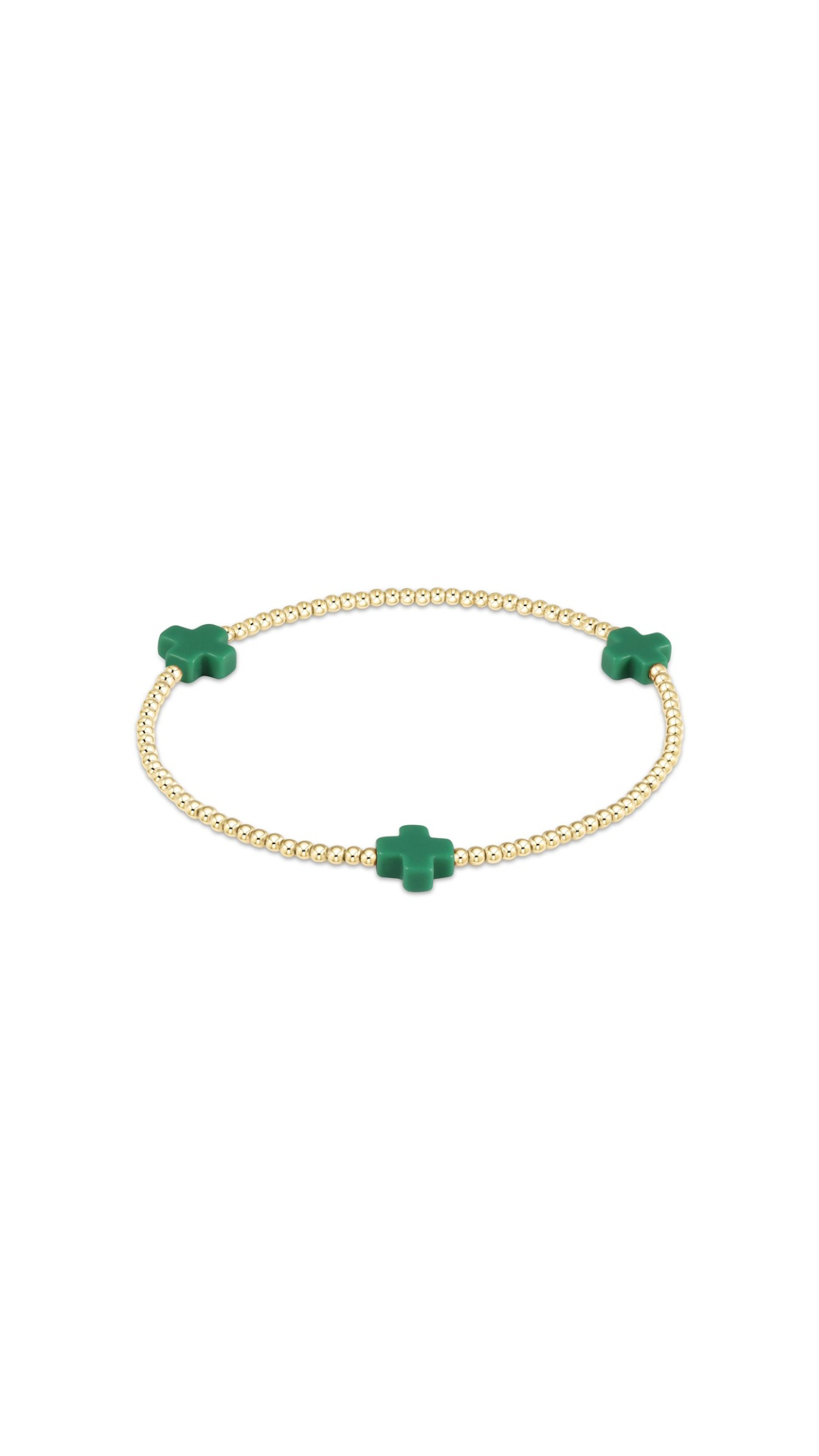 Enewton Signature Cross Gold Pattern 3mm Bead Bracelet-Emerald