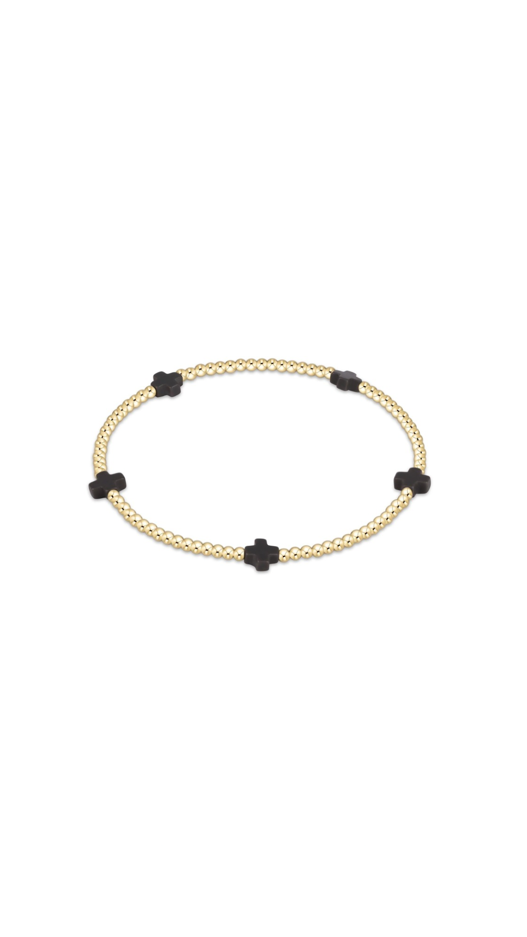 Enewton Signature Cross Small Gold Pattern 2mm Bead Bracelet-Charcoal