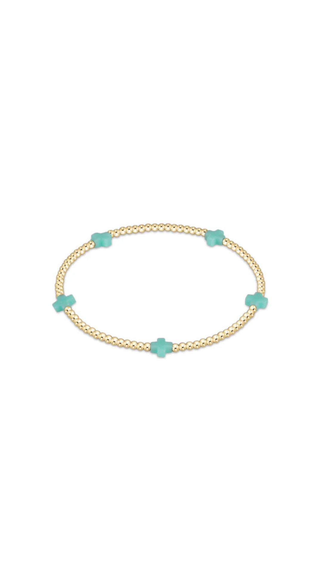 Enewton Signature Cross Small Gold Pattern 2mm Bead Bracelet-Mint
