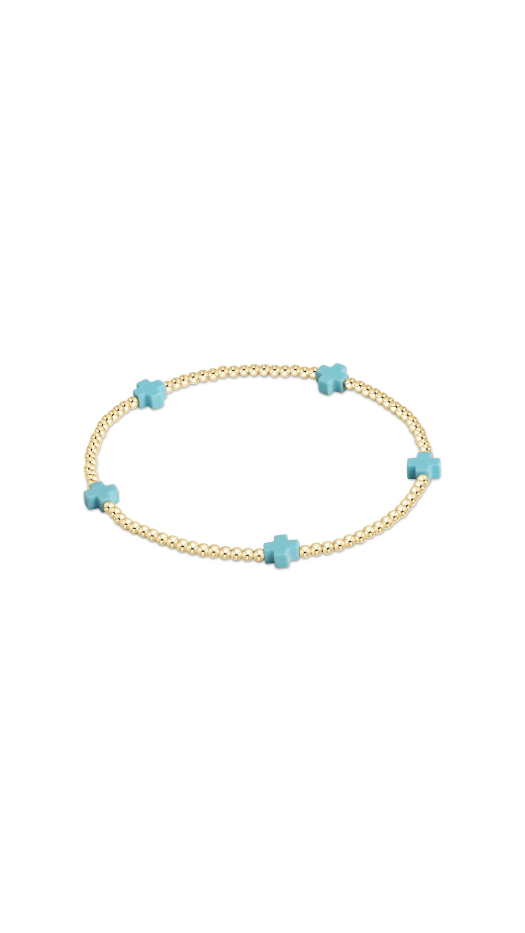 Enewton Signature Cross Small Gold Pattern 2mm Bead Bracelet-Turquoise