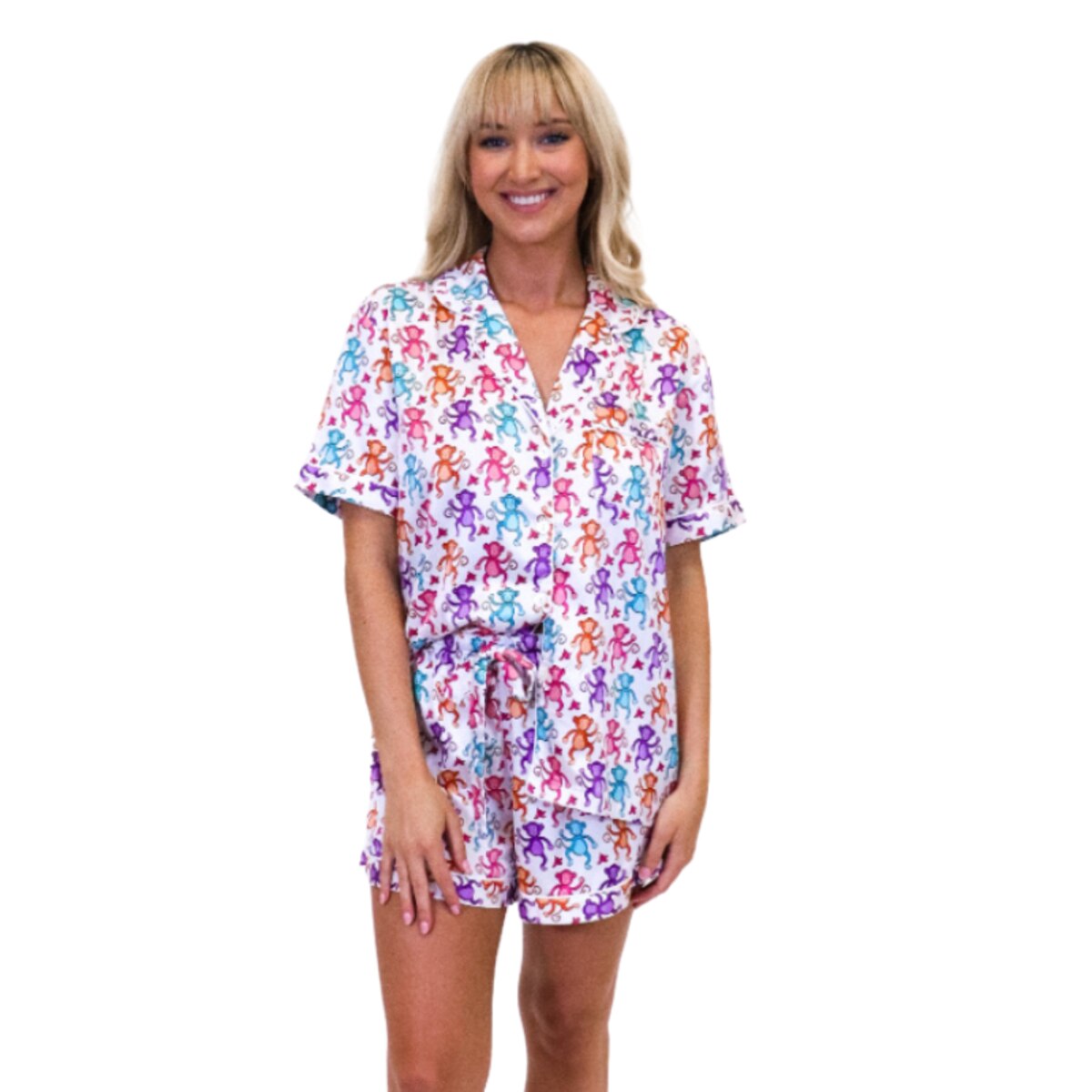 Child's Monkey Satin Pajama Short Set