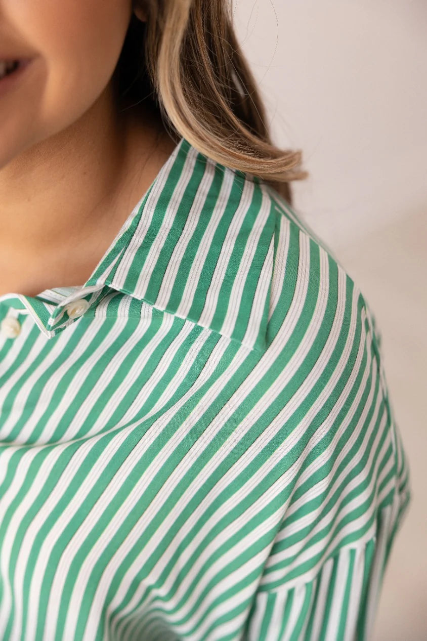 The Kathryn Button-Up // Striped Green