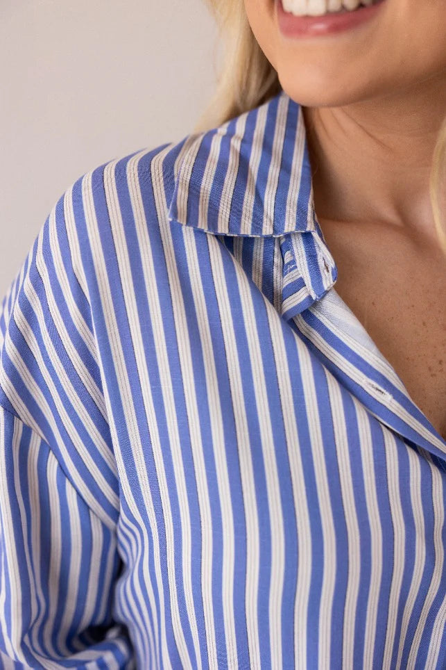 The Kathryn Button-Up // Striped Blue