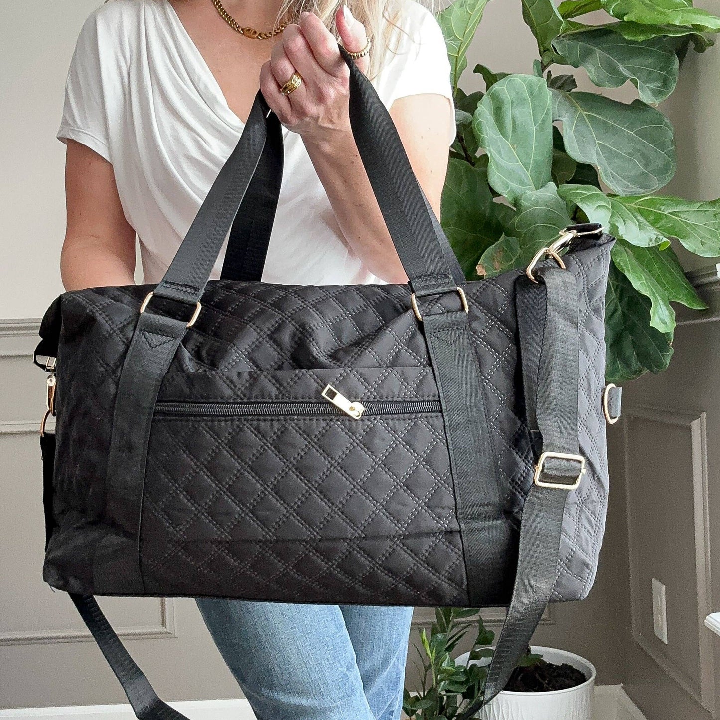 Quilted Overnight Duffle with Trolly Sleeve