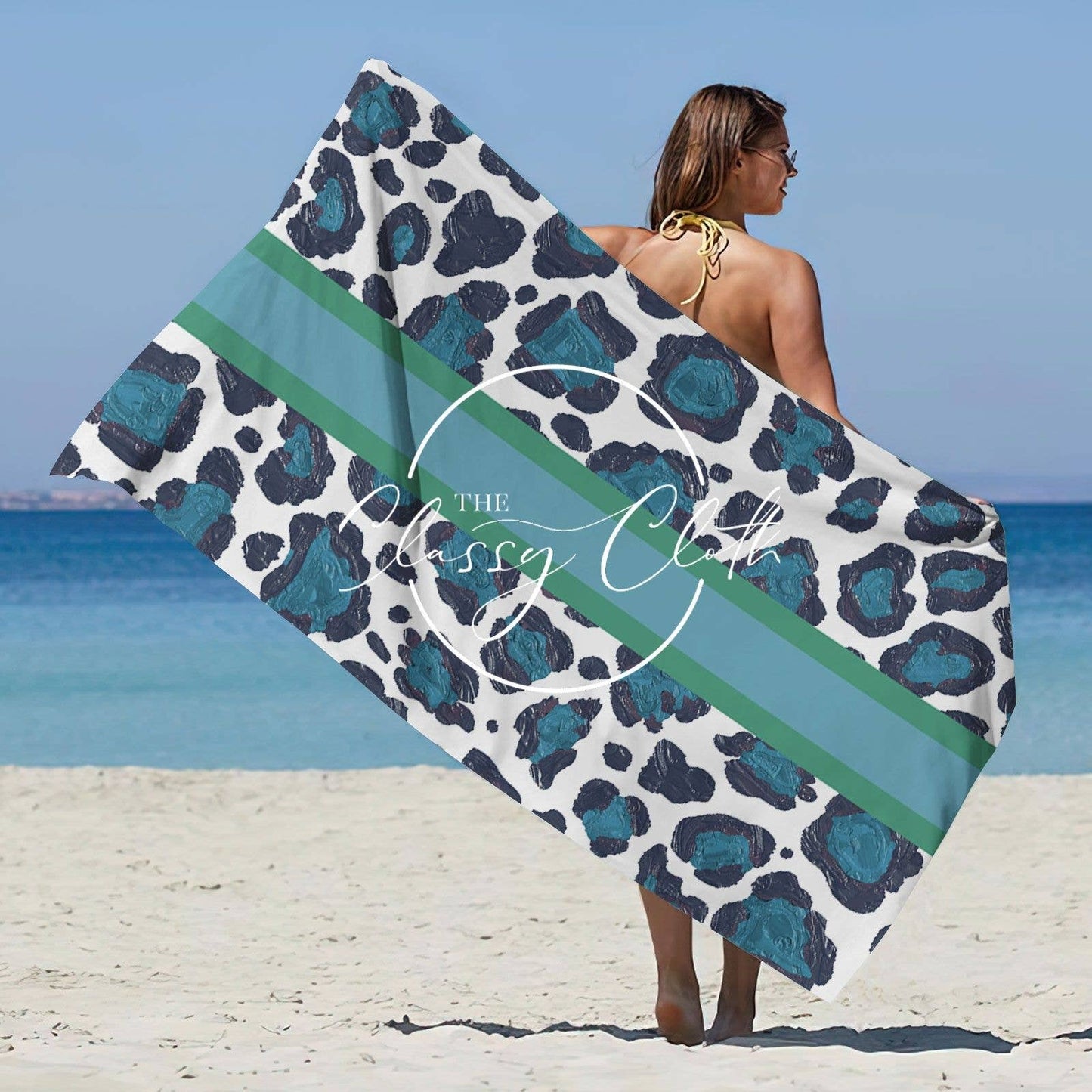 Beach Towel- Teal Leopard