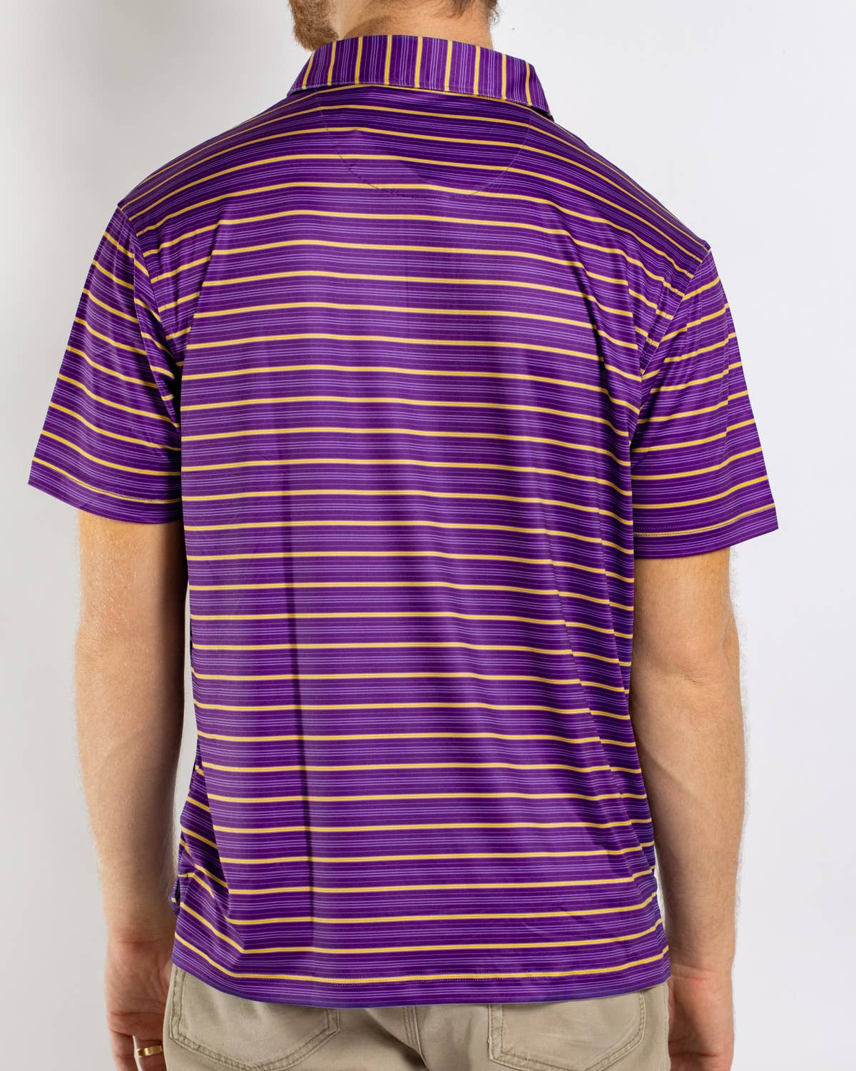 Men's Sideline Stripe Performance Polo Purple/Yellow/White -Asst.