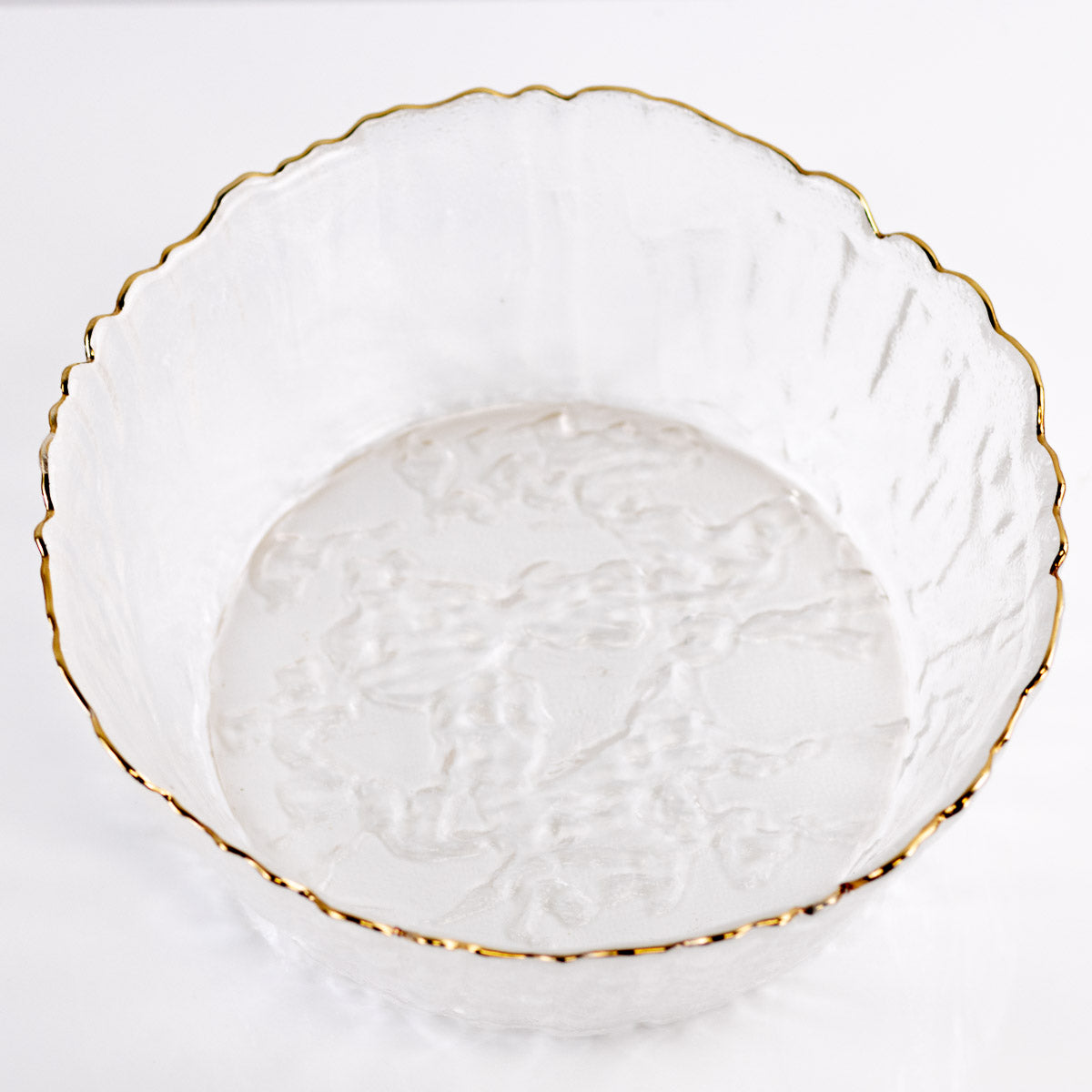 Glass Serving Bowl with Gold Detail