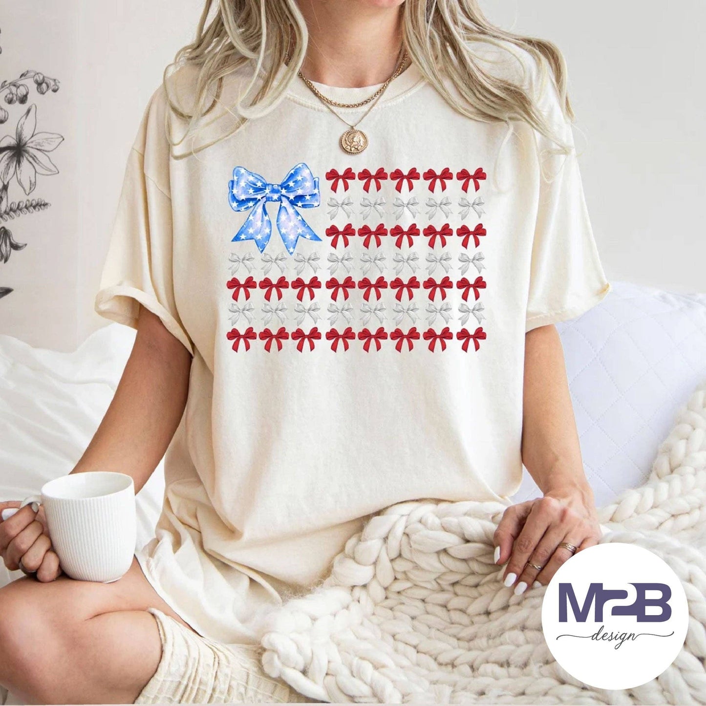 American Flag Bow Coquette T-Shirt
