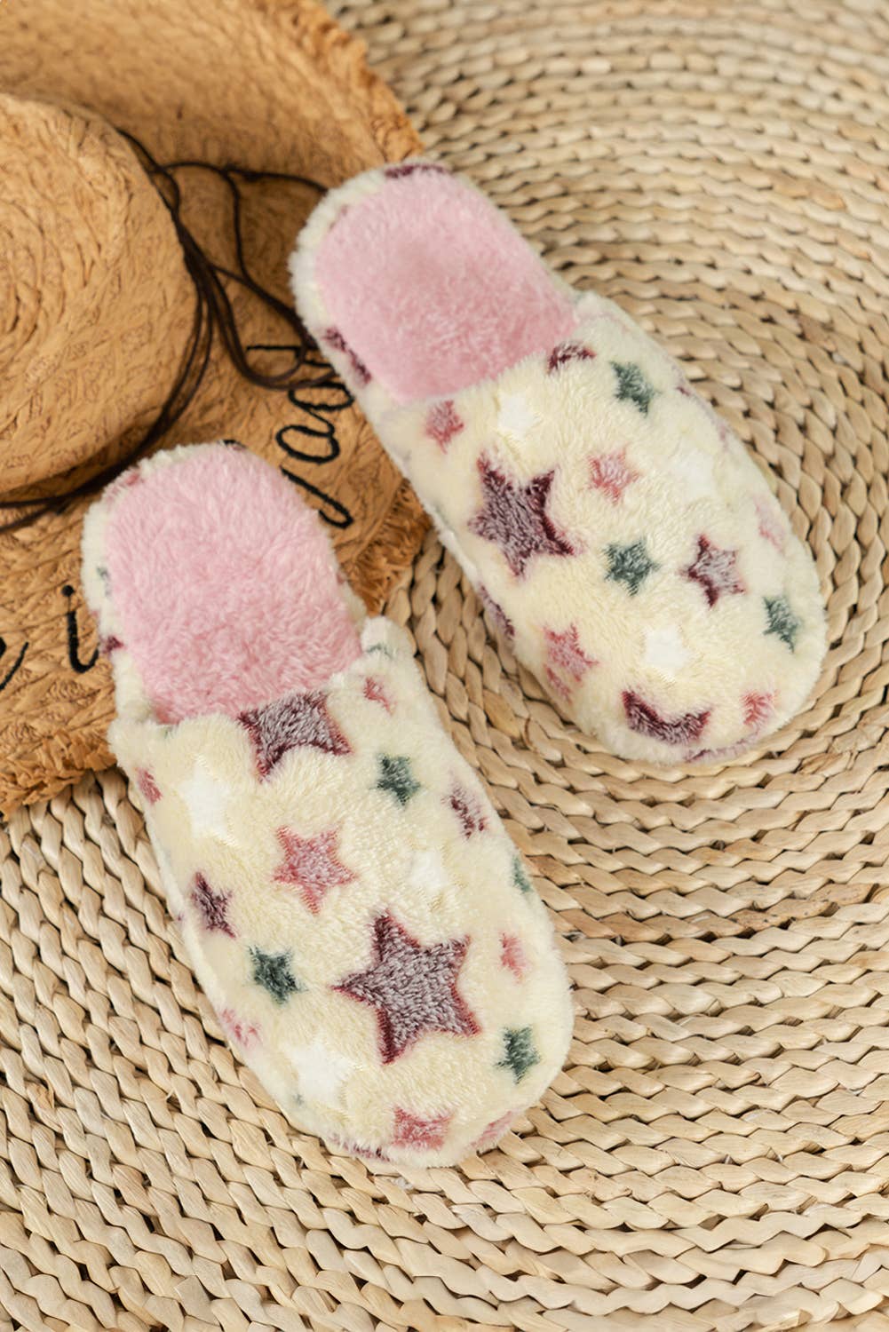 Star Pattern Plush Home Slippers