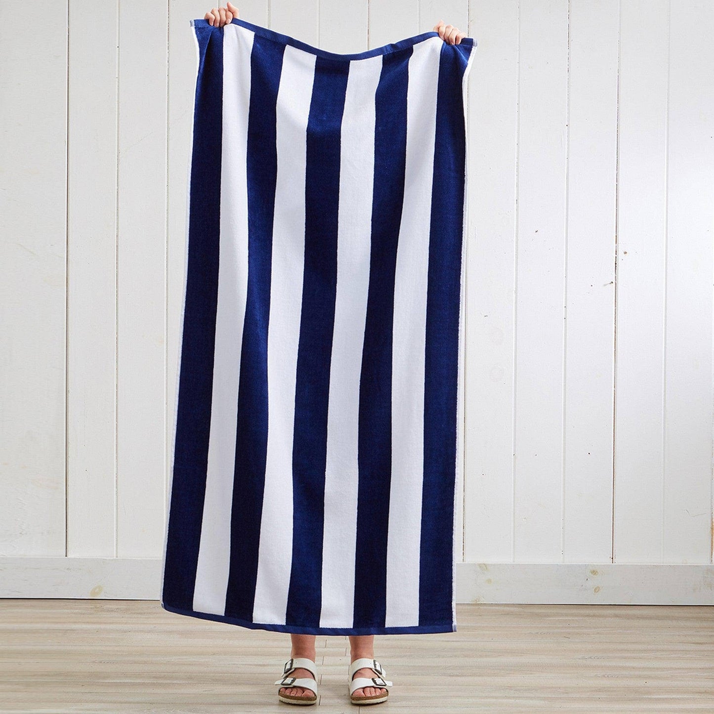 Cotton Velour Cabana Stripe Beach Towel - Novia Collection