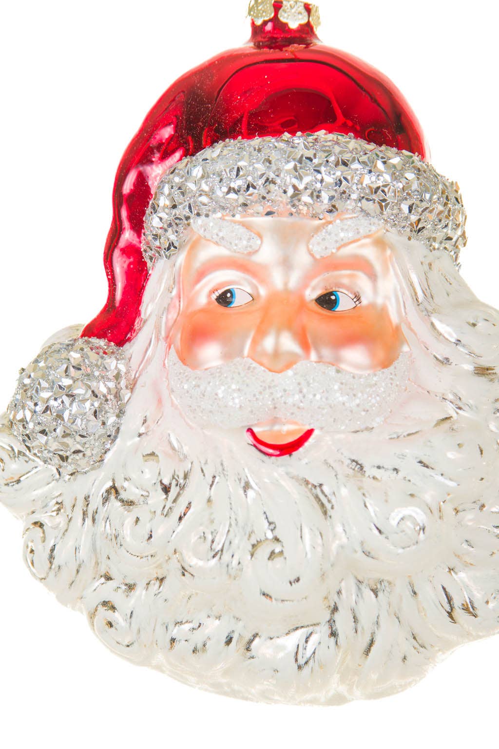 Red/Silver Jolly Santa Ornament