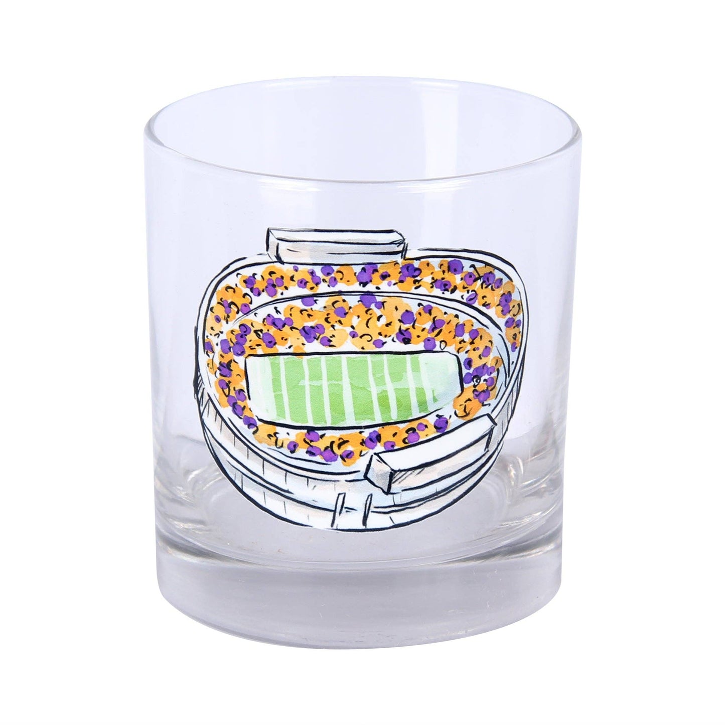 Louisiana LA State Spirit Stadium Rocks Glass