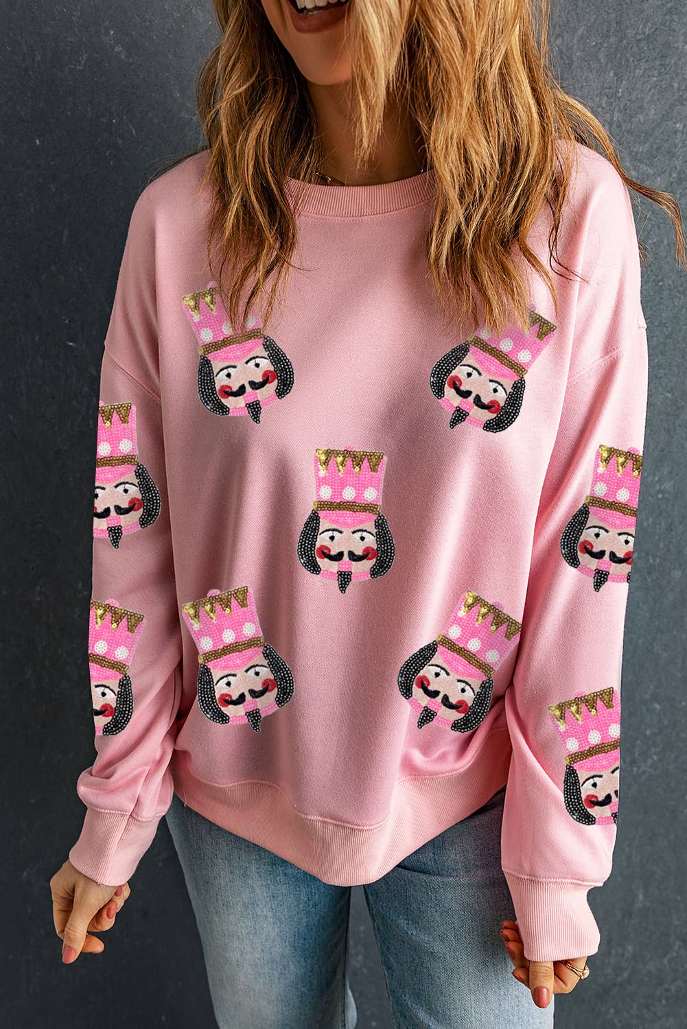 Sequin Nutcracker Christmas Graphic Sweatshirt